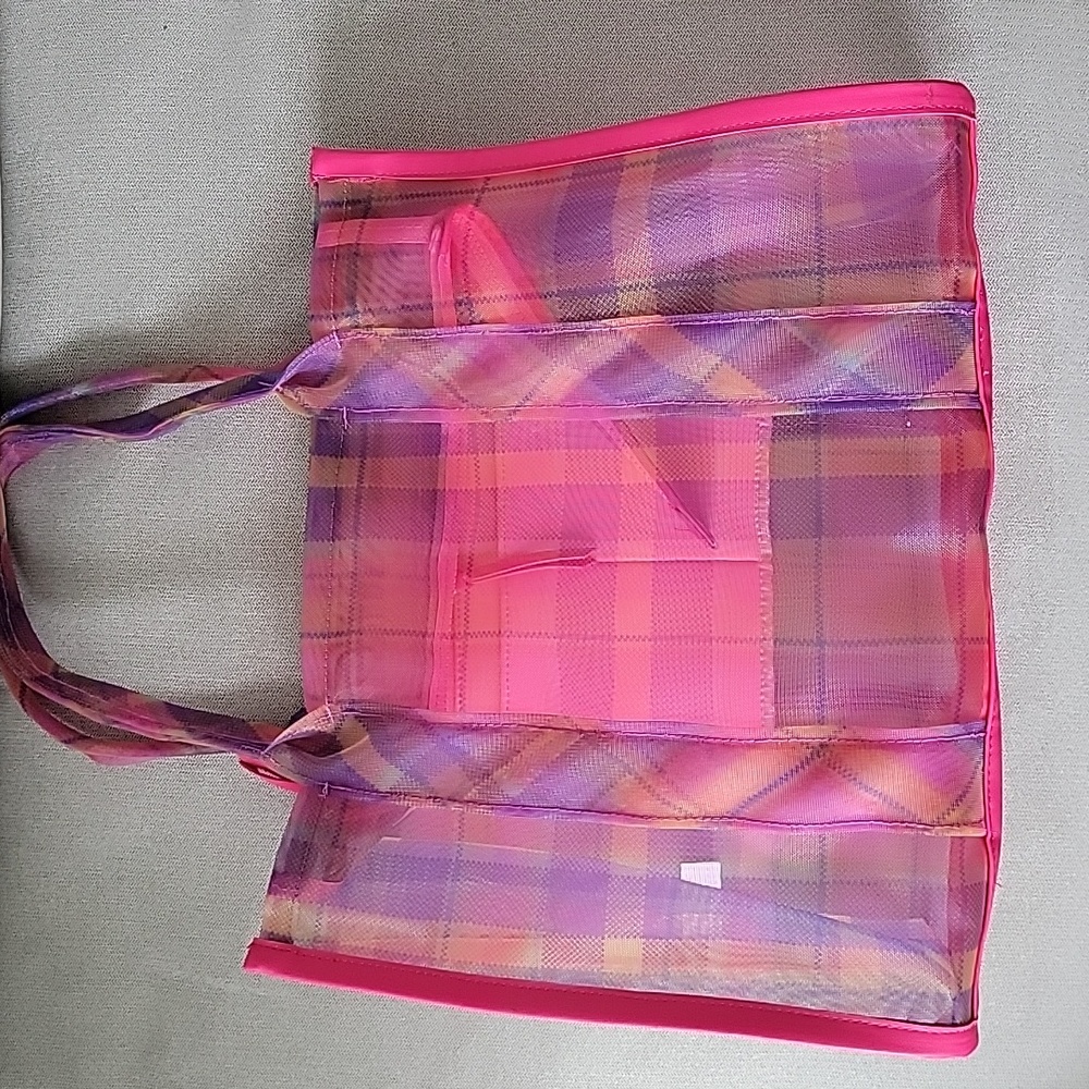 Pink/Purple Transparent Mesh Tote Bag